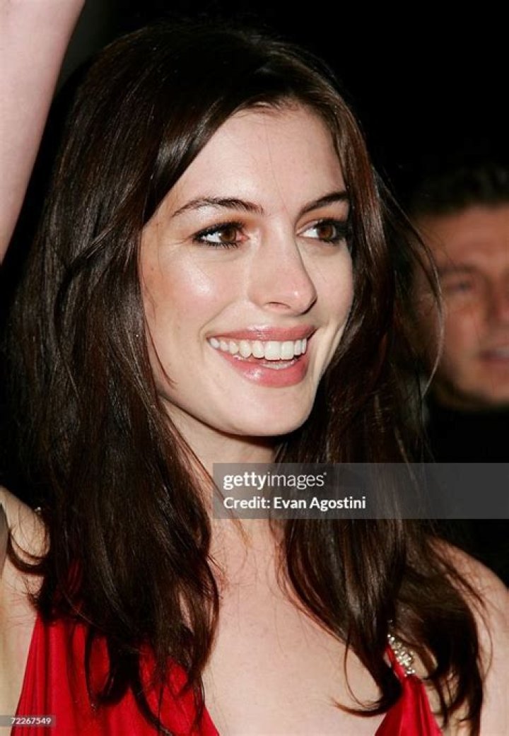 Actress Anne Hathaway arrives to the album release party for Britney Spears' new album "Britney," Tuesday, Nov. 6, 2001, in New York. (AP Photo/Louis Lanzano)
