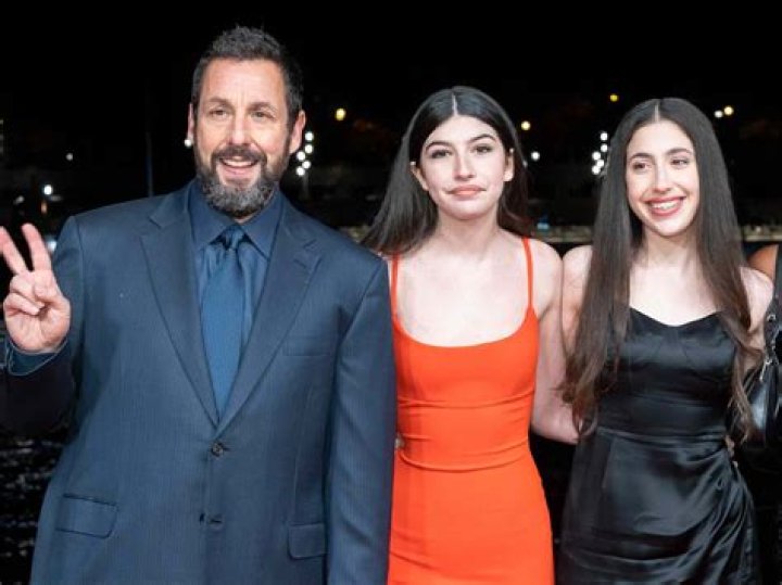 Adam Sandler, Sunny Sandler, Sadie Madison Sandler, guest and Jackie Sandler attending the Murder Mystery 2 Premiere on March 16, 2023.Murder Mystery 2 Premiere, Paris, France - 16 Mar 2023