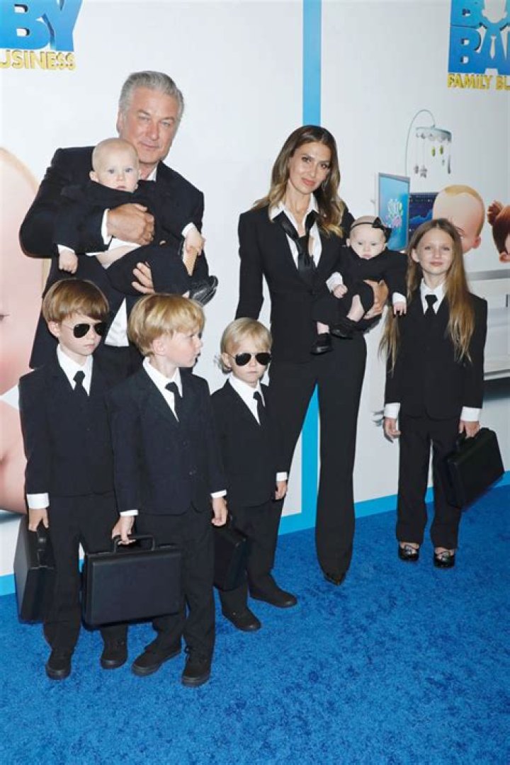 Alec, Hilaria Baldwin & All 6 Kids Rock Matching Suits For Family Night Out At Premiere — Photo