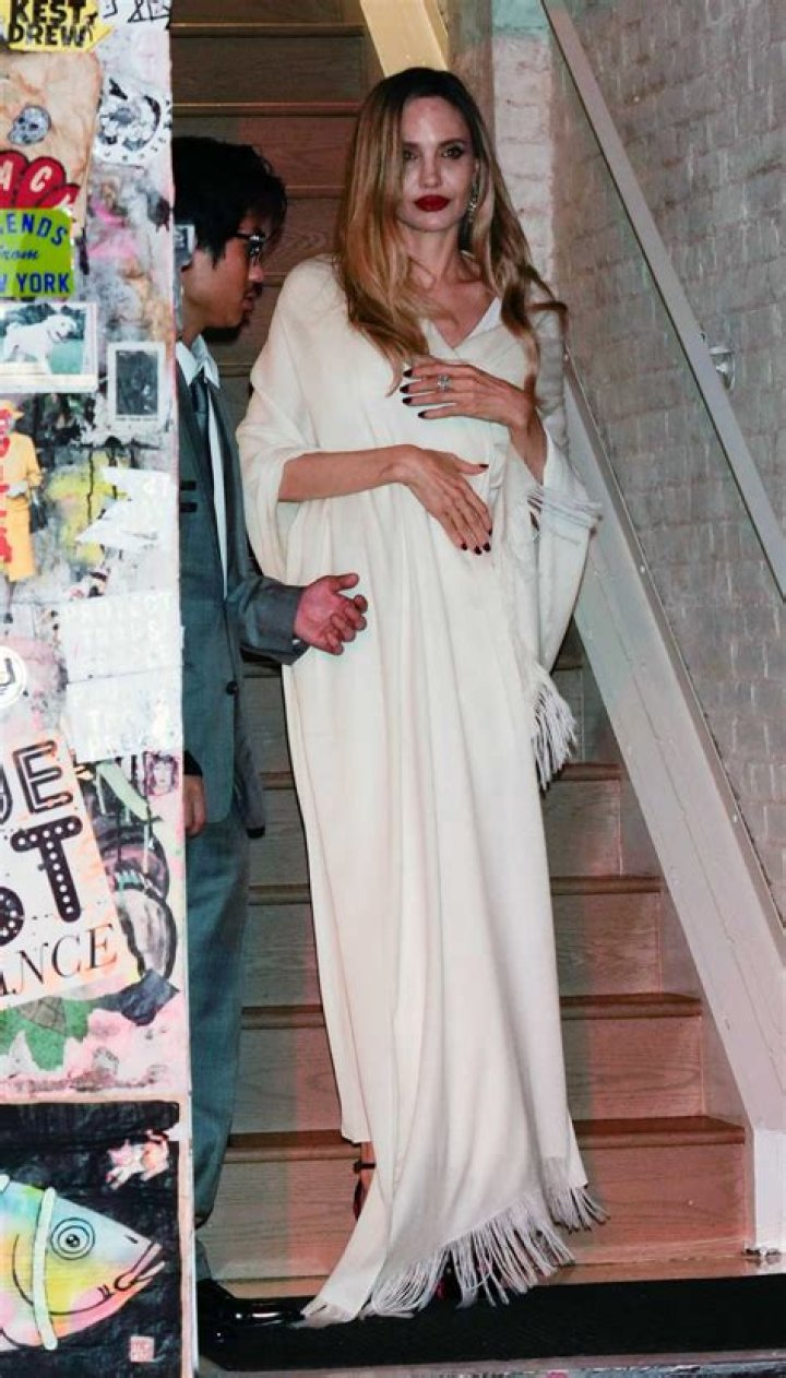 Angelina Jolie in a White Dress in Spain