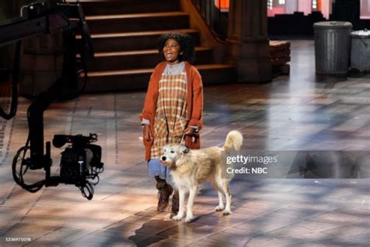 ANNIE LIVE! -- Season: 2021 -- Pictured: (l-r) Taraji P. Henson as Miss Hannigan, Tituss Burgess as Rooster Hannigan, Nicole Scherzinger as Grace Farrell, Celina Smith as Annie, Harry Connick, Jr. as Daddy Warbucks -- (Photo by: Paul Gilmore/NBC)