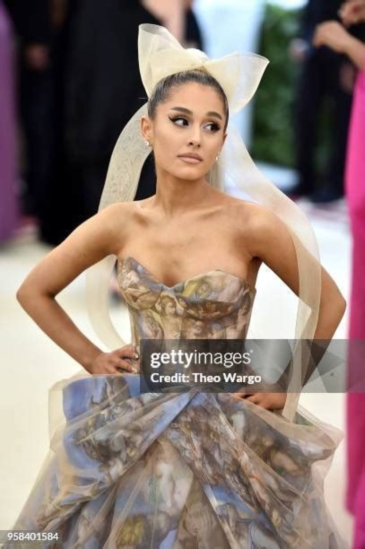 Ariana Grande attends The Metropolitan Museum of Art's Costume Institute benefit gala celebrating the opening of the Heavenly Bodies: Fashion and the Catholic Imagination exhibition, in New York 2018 MET Museum Costume Institute Benefit Gala, New York, USA - 07 May 2018