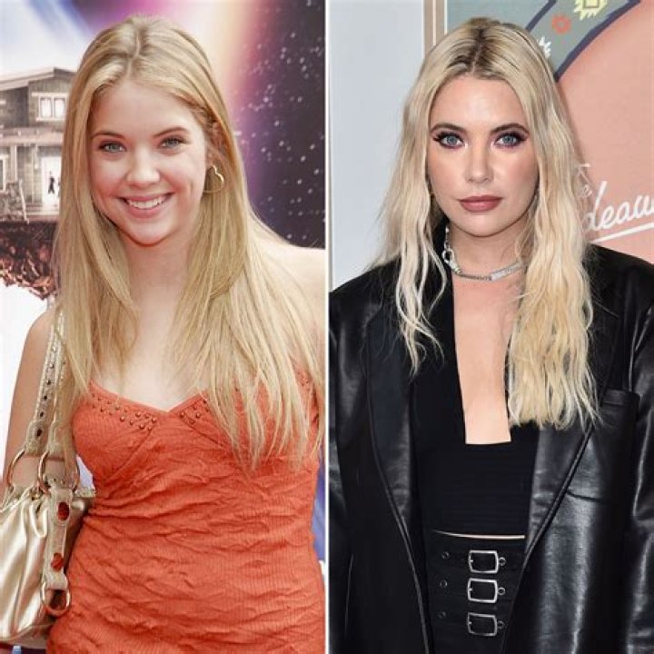 Ashley Benson in a gold dress