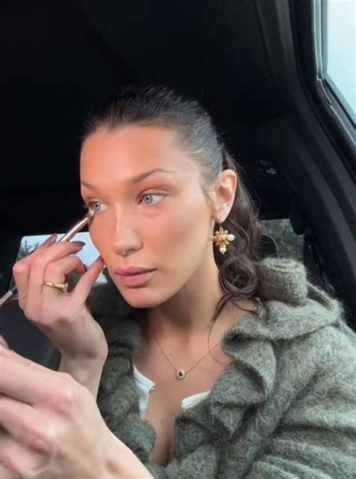 Bella Hadid applying her own makeup backstage Alberta Ferretti show, Backstage, Spring Summer 2020, Milan Fashion Week, Italy - 18 Sep 2019