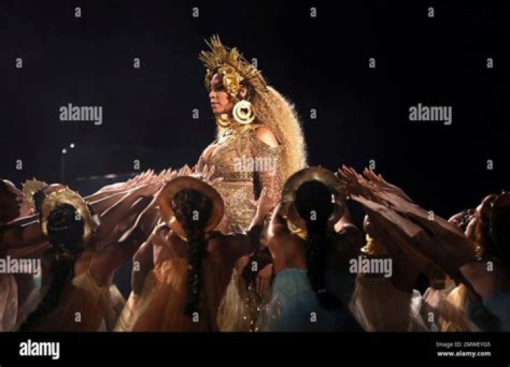 Beyonce performs at the 59th Grammy Awards