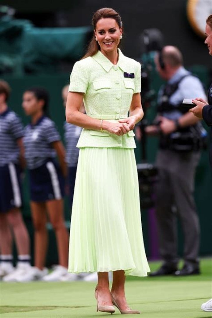 Catherine Princess of Wales preparing to present the Gentlemen's Singles trophy Wimbledon Tennis Championships, Day 14, The All England Lawn Tennis and Croquet Club, London, UK - 16 Jul 2023