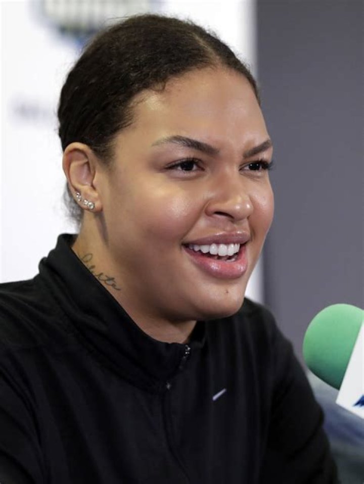 Dallas Wings newly acquired center Liz Cambage of Australia, responds to questions during a news conference at College Park Center, in Arlington, Texas Wings Cambage Basketball, Dallas, USA - 26 Feb 2018