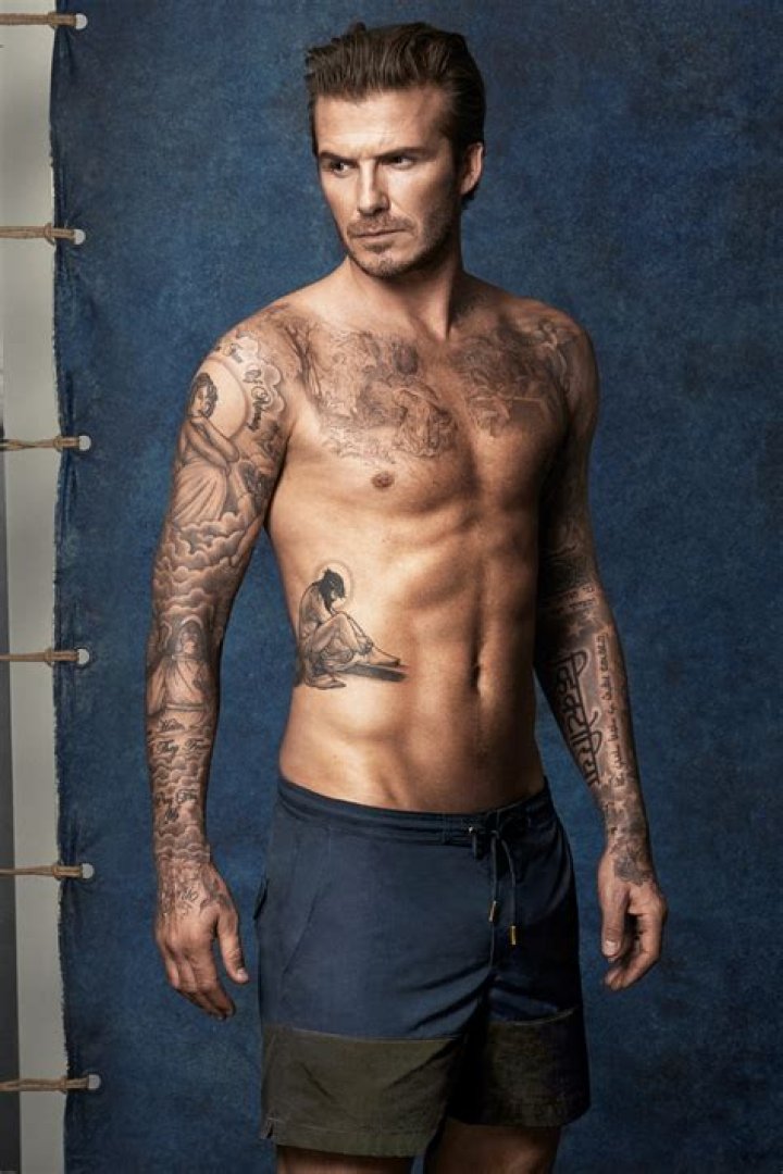 David Beckham goes shirtless