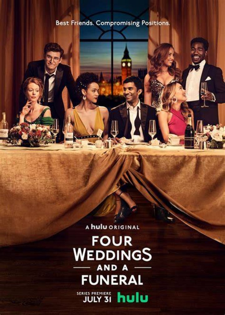Four Weddings and A Funeral -- Four American friends reunite for a fabulous London wedding. But after a bombshell at the altar throws their lives into turmoil, they must weather a tumultuous year of romance and heartbreak. Relationships are forged and broken, political scandals exposed, London social life lampooned, love affairs ignited and doused, and of course, there are four weddings... and a funeral. Maya (Nathalie Emmanuel), shown. (Photo by: Jay Maidment/Hulu)