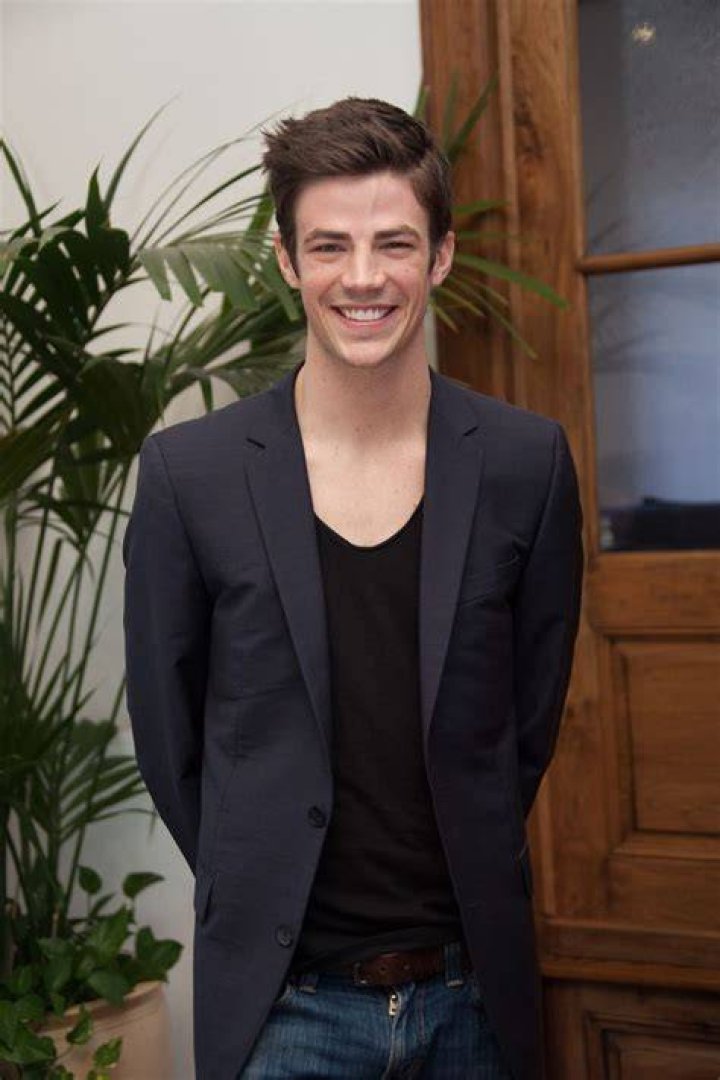 Grant Gustin at a press conference