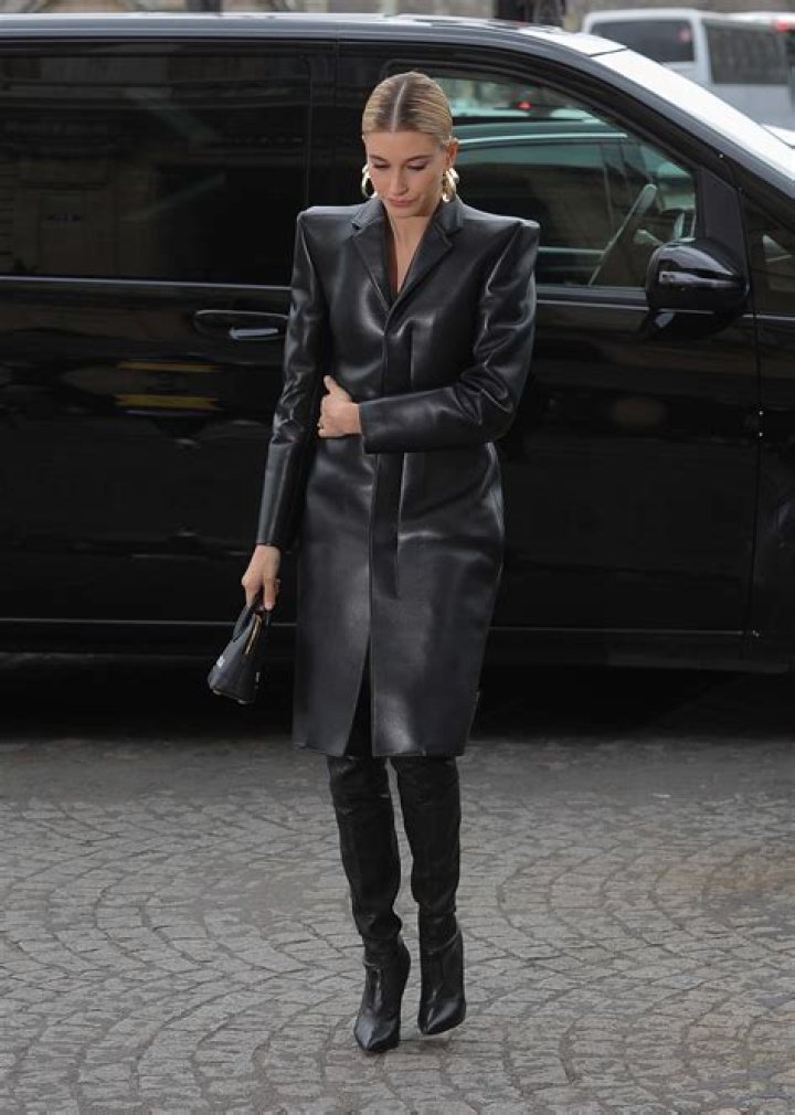 Hailey Baldwin In Long Leather