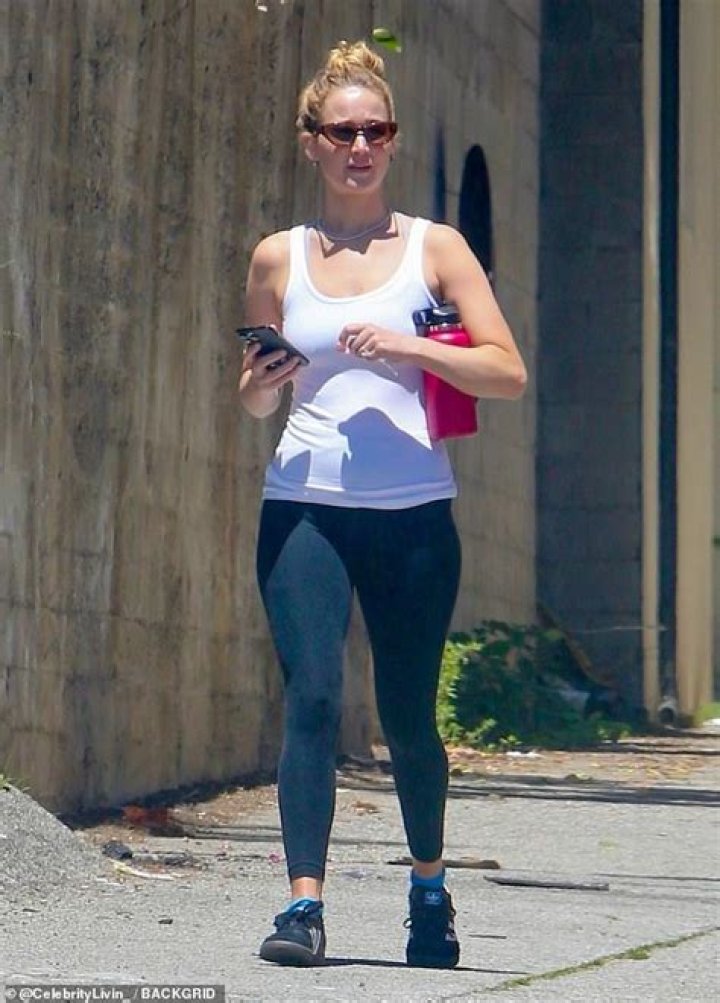 Jennifer Lawrence in a workout outfit