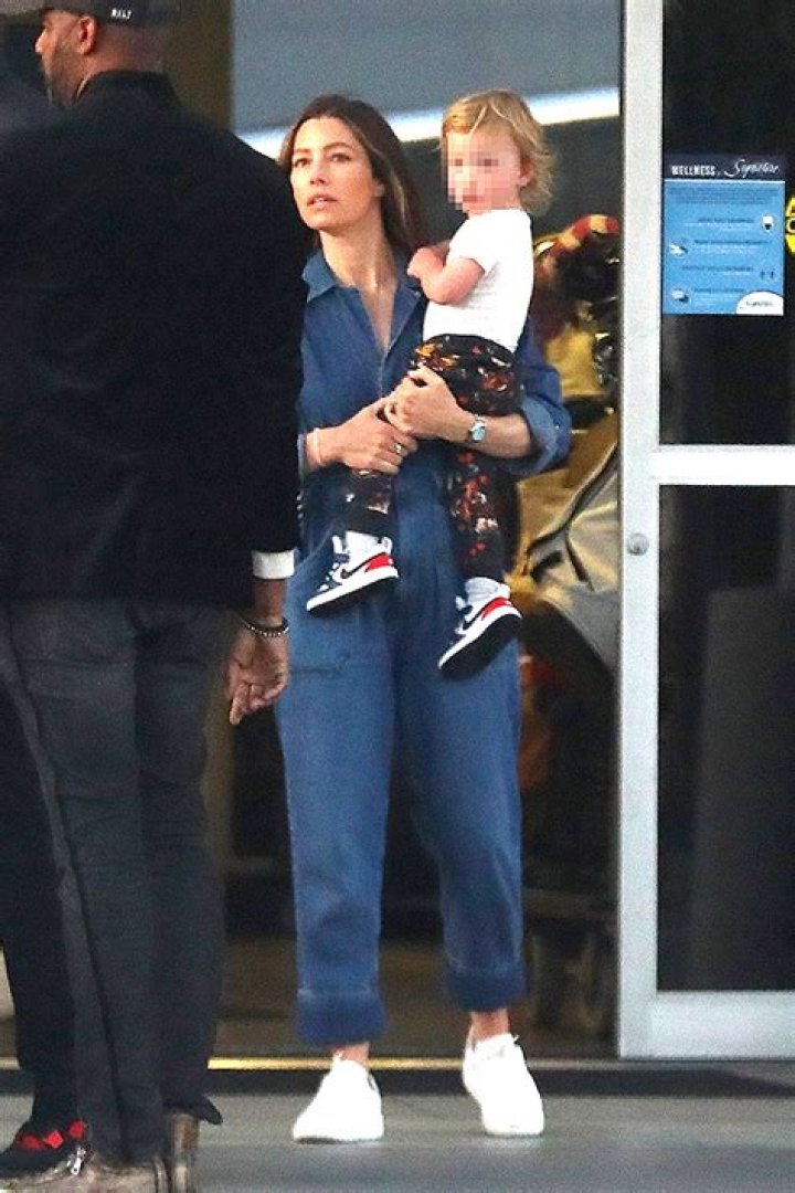 Jessica Biel Snuggles Son Phineas At The Airport