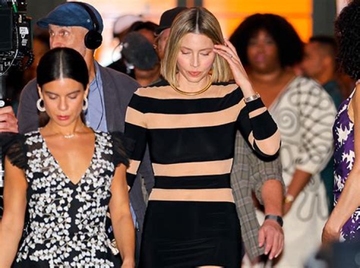 Jessica Biel walking through Manhattan