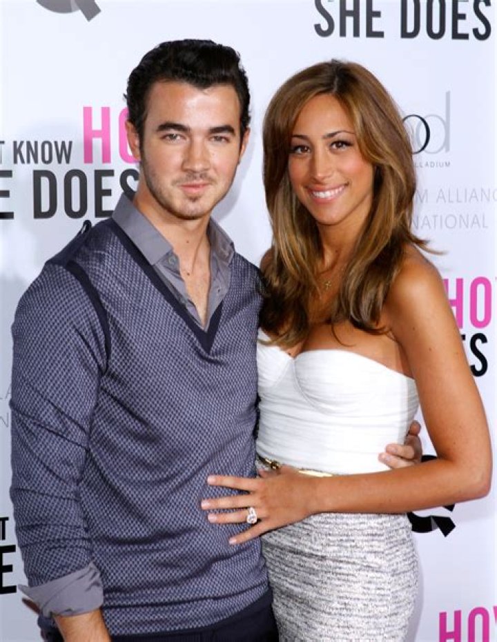 Kevin Jonas, Danielle Deleasa. Kevin Jonas, left, and Danielle Deleasa pose in the press room at the MTV Video Music Awards at the Prudential Center, in Newark, N.J2019 MTV Video Music Awards - Press Room, Newark, USA - 26 Aug 2019