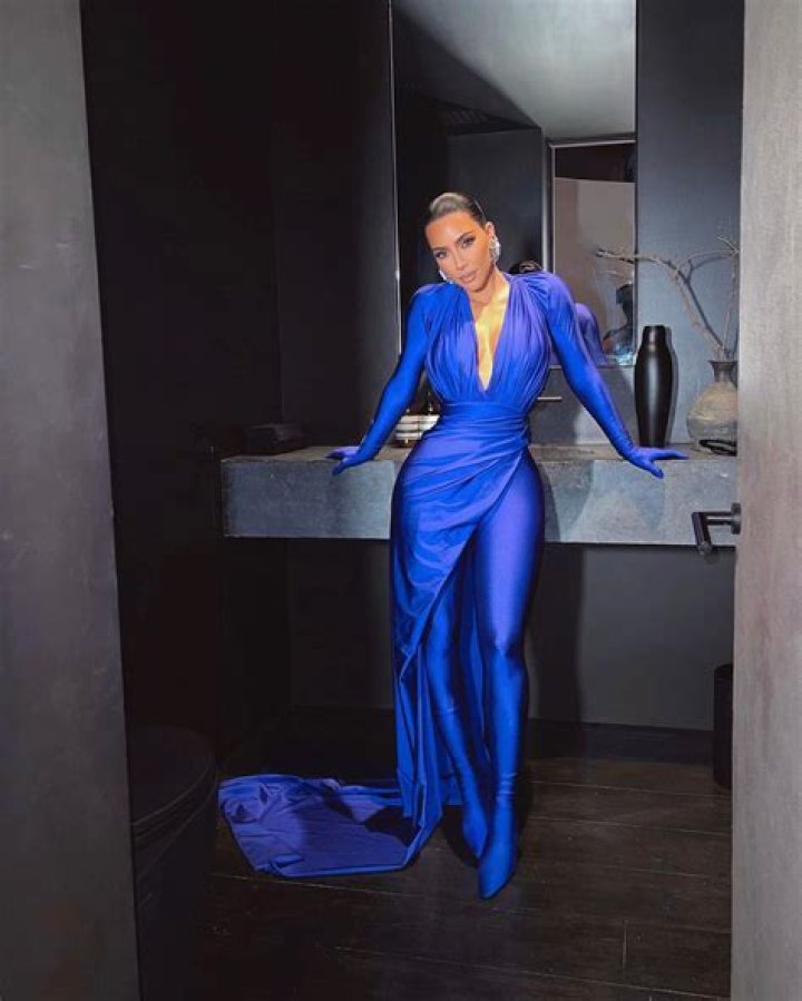 Kim Kardashian in blue