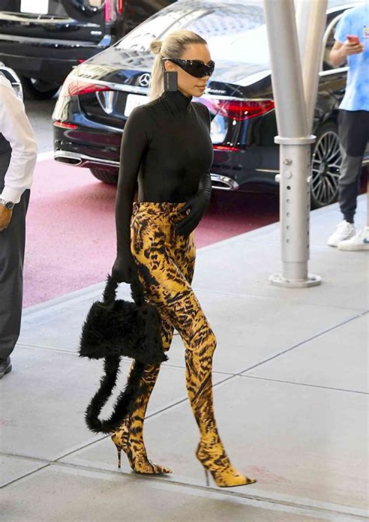 Kim Kardashian In Cheetah Print Outfit