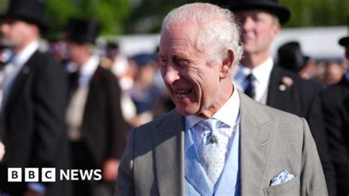 King Charles Greets Guests At Buckingham Palace