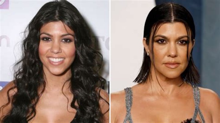Kourtney Kardashian in a sparkly purple dress