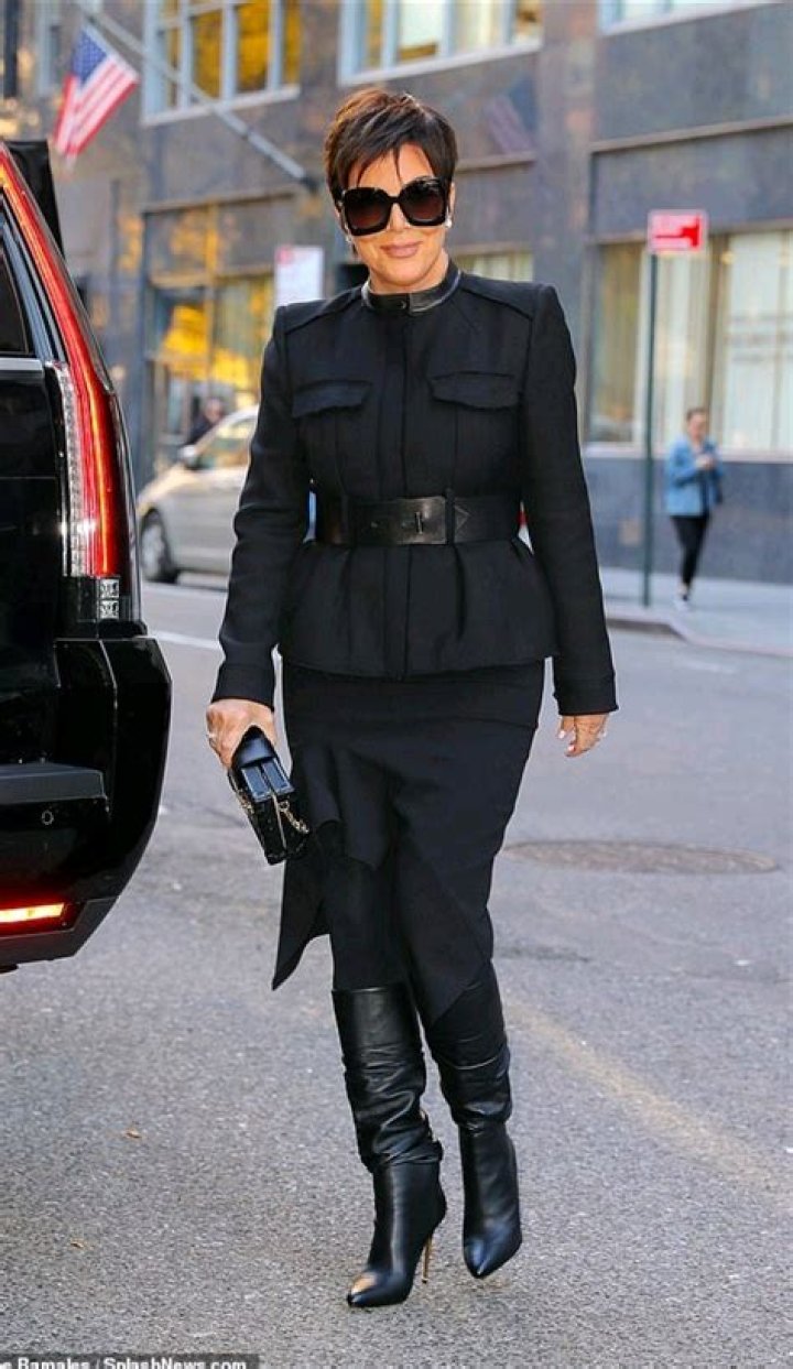 Kris Jenner in a black swimsuit