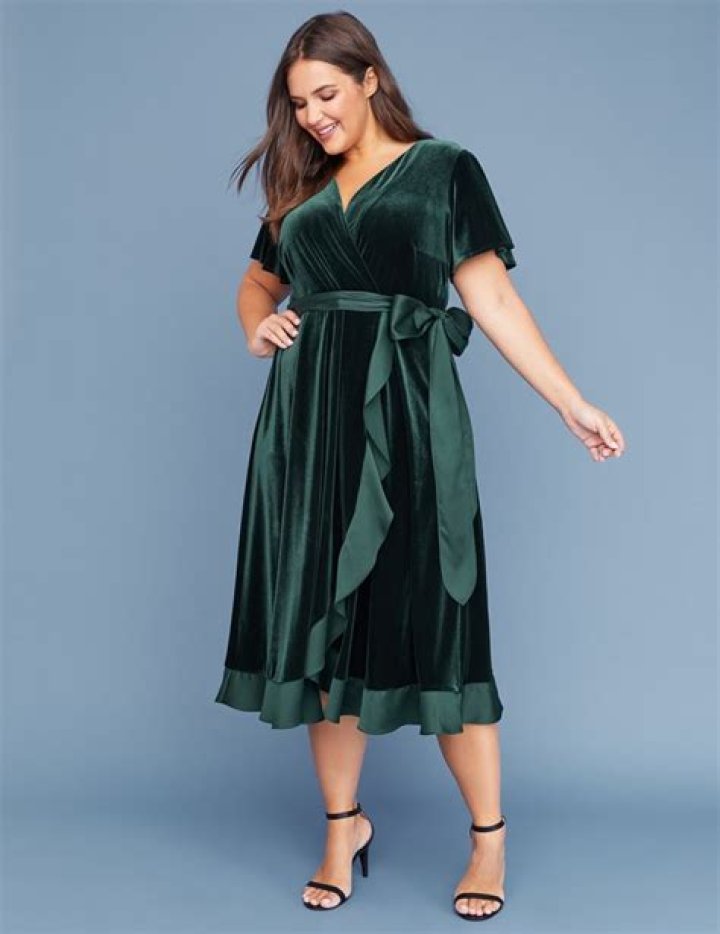 Lane Bryant Velvet Midi Fit & Flare Dress