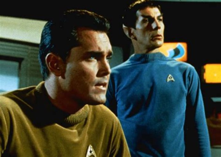 Leonard Nimoy and Jeffrey Hunter in a dramatic-filled scene