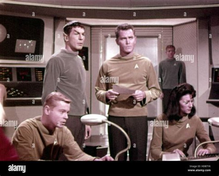 Leonard Nimoy, Jeffrey Hunter, and Majel Barrett in the series
