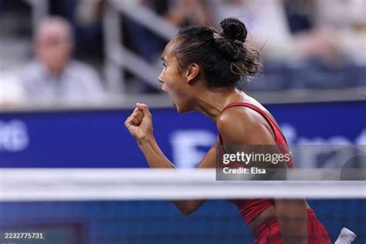 Leylah Fernandez of Canada reacts after defeating Aryna Sabalenka of Belarus during their semifinals round match on the eleventh day of the US Open Tennis Championships at the USTA National Tennis Center in Flushing Meadows, New York, USA, 09 September 2021. The US Open runs from 30 August through 12 September.USA TENNIS US OPEN 2021, New York - 09 Sep 2021