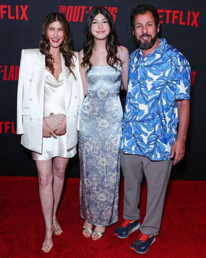 (L-R) Adam Sandler, Sunny Sandler, Sadie Madison Sandler, guest and Jackie Sandler'Murder Mystery 2' Photocall, Pont Debilly, Paris, France - 16 Mar 2023