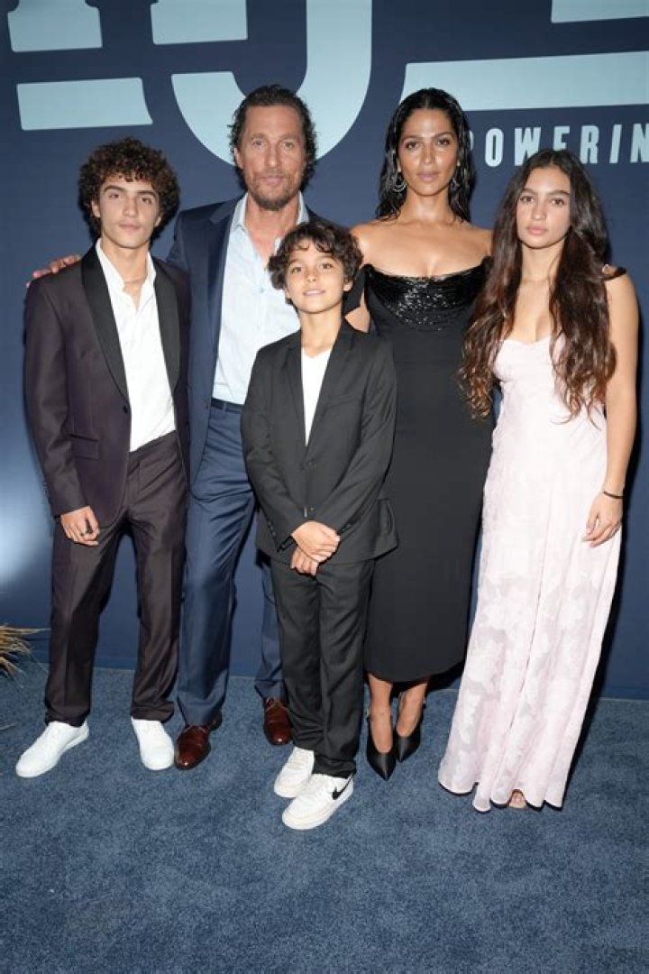 Matthew McConaughey at a gala with his wife Camila Alves and their kids