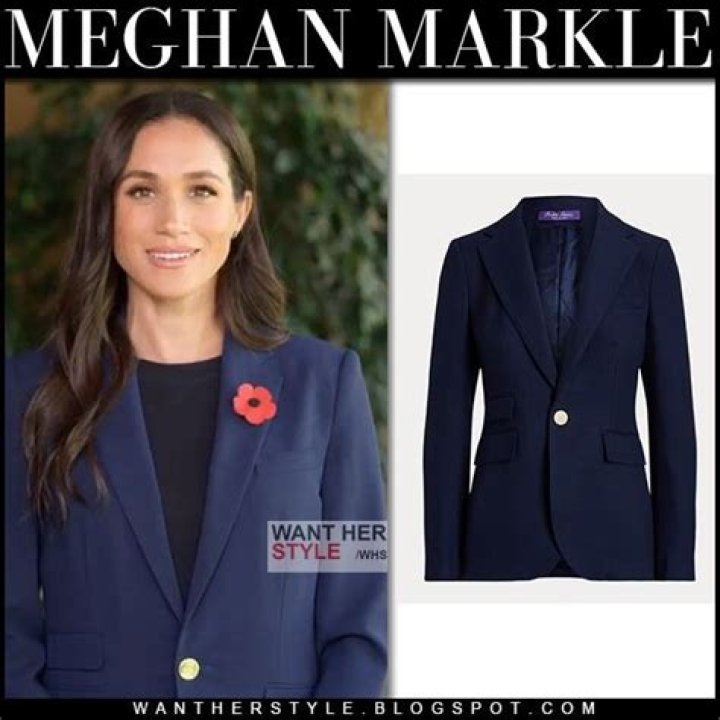 Meghan Markle in Navy Blue Covering Her Bump
