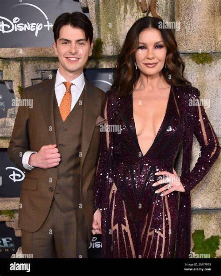 Michael Douglas, left, and Catherine Zeta-Jones arrive at the 73rd Emmy Awards at the JW Marriott on at L.A. LIVE in Los Angeles 73rd Emmy Awards - Step and Repeat on Red Carpet, Los Angeles, United States - 19 Sep 2021