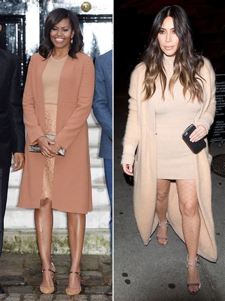 michelle obama kim kardashian same nude outfit