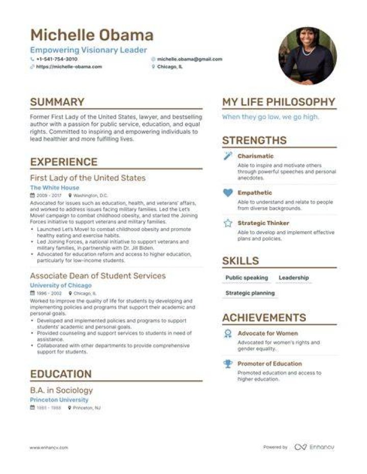 Michelle Obama Receives Resume