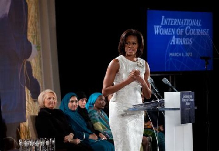 Michelle Obama speaking at a When We All Vote rally in Las Vegas