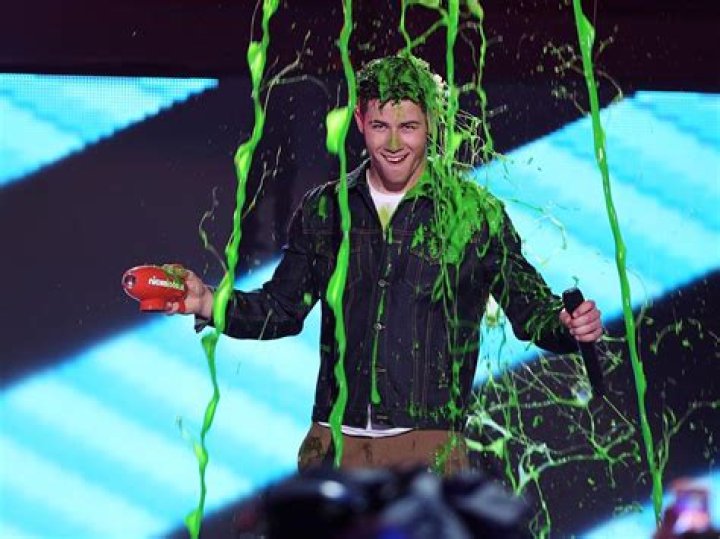 Nick Jonas gets slimed after he accepts the award for favorite male singer at Nickelodeon's 28th annual Kids' Choice Awards at The Forum, in Inglewood, Calif 2015 Kids' Choice Awards - Show, Inglewood, USA - 28 Mar 2015