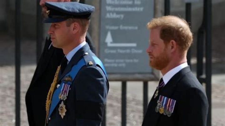 Prince William and Prince Harry walking at Prince Philip&rsquo;s funeral