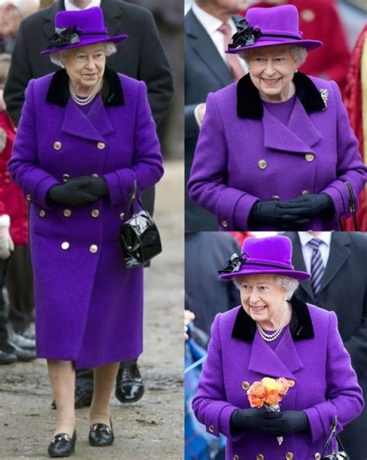 Queen Elizabeth walking in purple