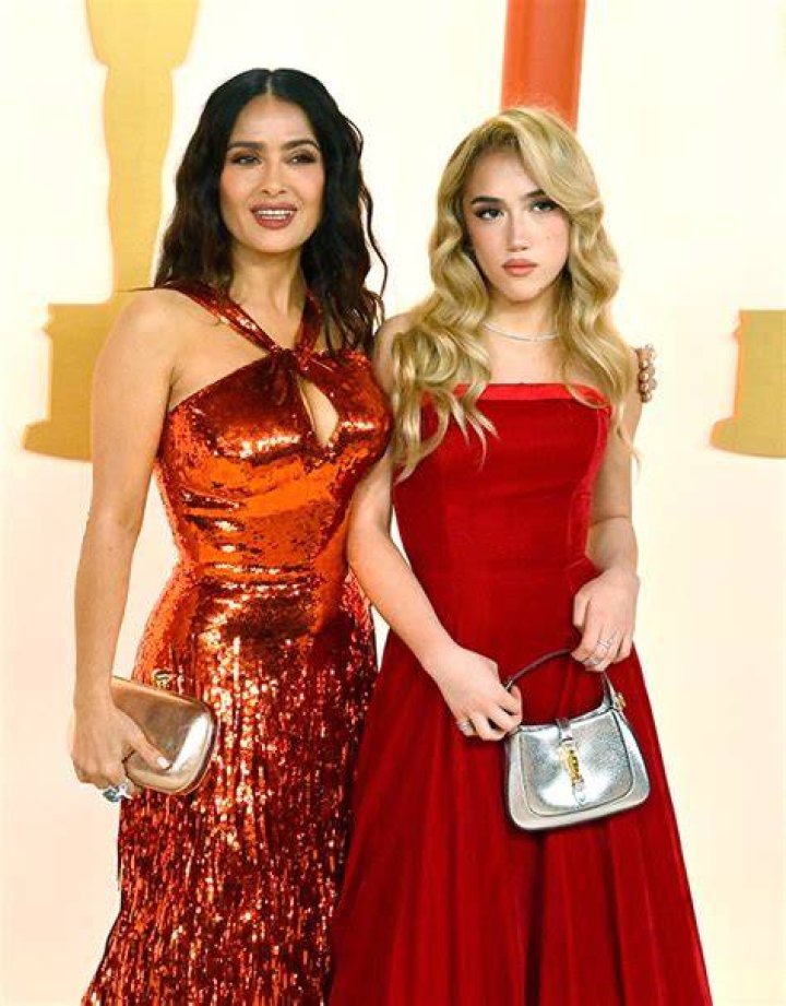 Salma Hayek and Her Daughter Valentina Wear Matching Purple Dresses – Hollywood Life