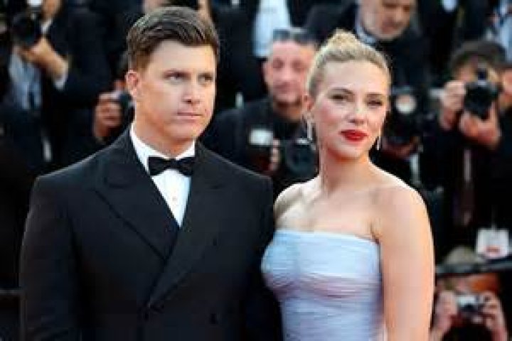 Scarlett Johansson, Colin Jost. Actor Scarlett Johansson, left, and fianc&eacute; Colin Jost arrive at the Vanity Fair Oscar Party, in Beverly Hills, Calif 92nd Academy Awards - Vanity Fair Oscar Party, Beverly Hills, USA - 09 Feb 2020