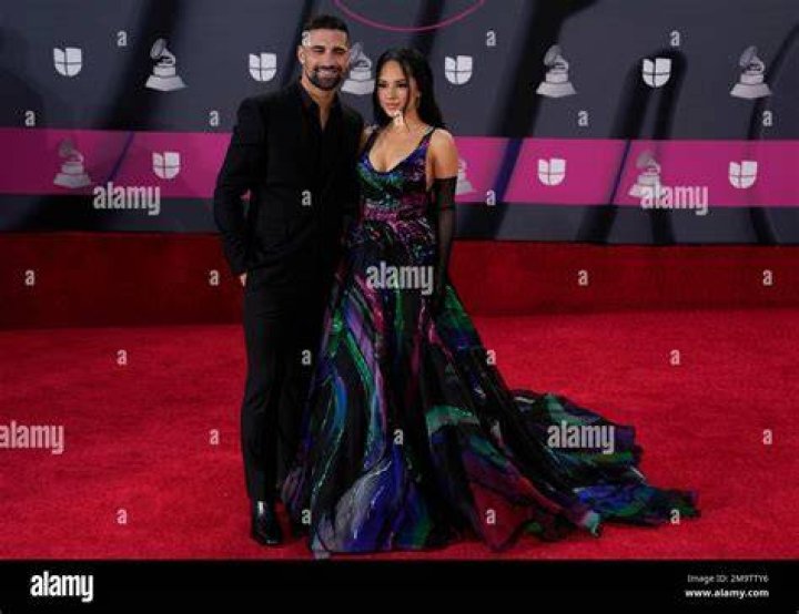 Sebastian Lletget, left, and Becky G arrive at the 23rd annual Latin Grammy Awards at the Mandalay Bay Michelob Ultra Arena, in Las Vegas 2022 Latin Grammy Awards - Arrivals, Las Vegas, United States - 17 Nov 2022