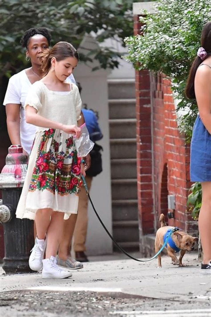 Suri Cruise Walks Her Dog