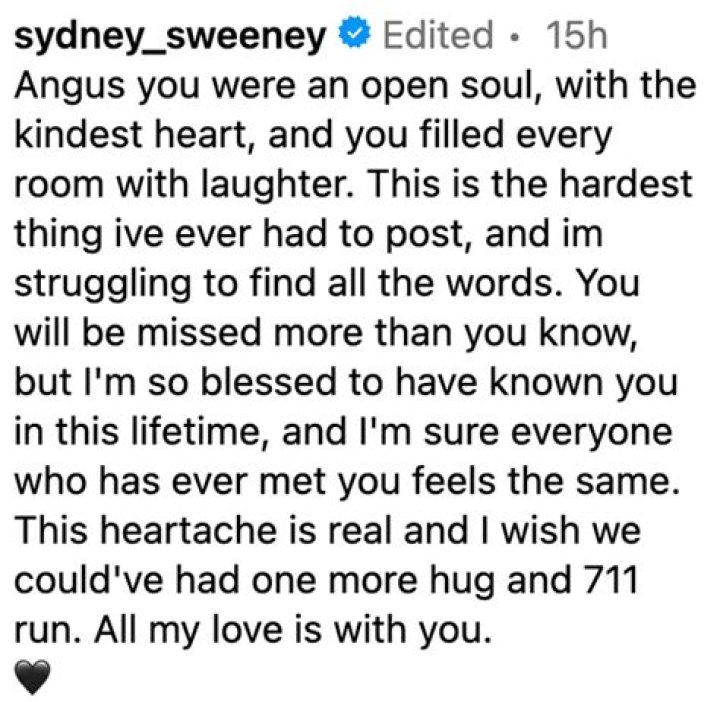 Sydney Sweeney Honors Angus Cloud With Touching Tribute After His Death: ‘This Heartache Is Real’