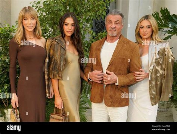 Sylvester Stallone, second right, Jennifer Flavin, left, and daughters Sistine Stallone, second left, and Sophia Stallone, right, arrive at the Ralph Lauren Spring 2023 Fashion Experience, at The Huntington in Pasadena, Calif Ralph Lauren Spring 2023 Fashion Experience, Pasadena, United States - 13 Oct 2022