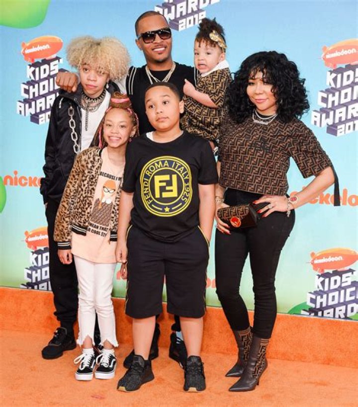 T I. (CL), Tameka "Tiny" Harris (R) and their children (from L) Clifford 'King' Joseph Harris III, Layah Amore Harris, Heiress Diana Harris and Major Philant HarrisNickelodeon Kids' Choice Awards, Arrivals, Galen Center, Los Angeles, USA - 23 Mar 2019