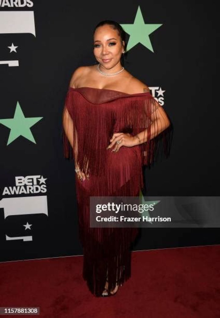 Tameka Harris poses in the press room at the BET Awards, at the Microsoft Theater in Los Angeles 2019 BET Awards - Press Room, Los Angeles, USA - 23 Jun 2019