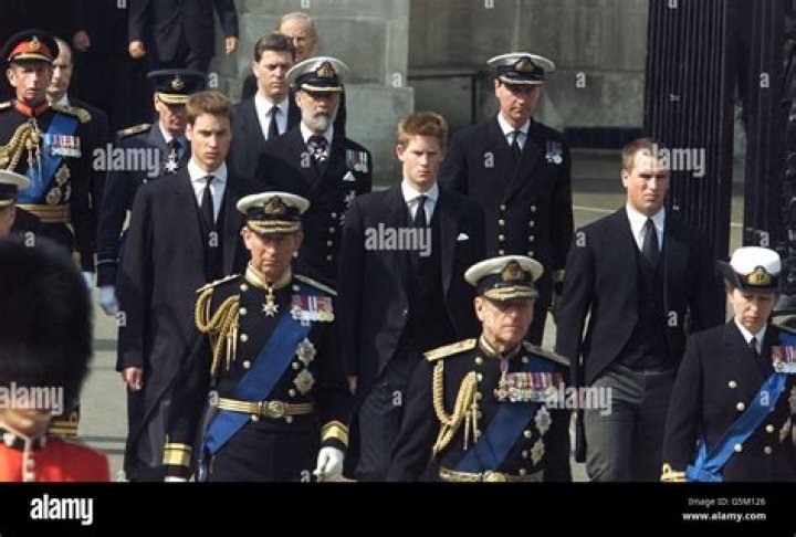 The royal family follow the coffin of Prince Philip