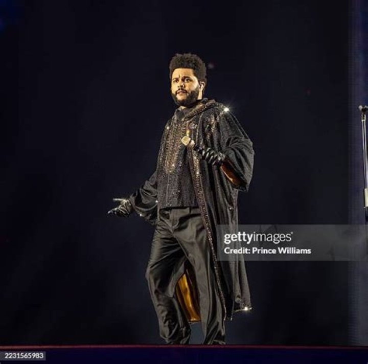The Weeknd performs during the halftime show of the NFL Super Bowl 55 football game between the Kansas City Chiefs and Tampa Bay Buccaneers, Sunday, Feb. 7, 2021, in Tampa, Fla. (AP Photo/Chris Carlson)