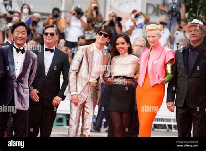 Timothee Chalamet, Lyna Khoudri, Tilda Swinton and Bill Murray at The French Dispatch premiere