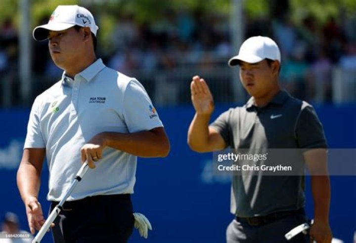 Tom Kim of South Korea at the 12th tee in the first round of the Masters Tournament at the Augusta National Golf Club in Augusta, Georgia, USA, 06 April 2023. The Augusta National Golf Club will hold the Masters Tournament from 06 April through 09 April 2023. Masters Tournament Round 1, Augusta, USA - 06 Apr 2023